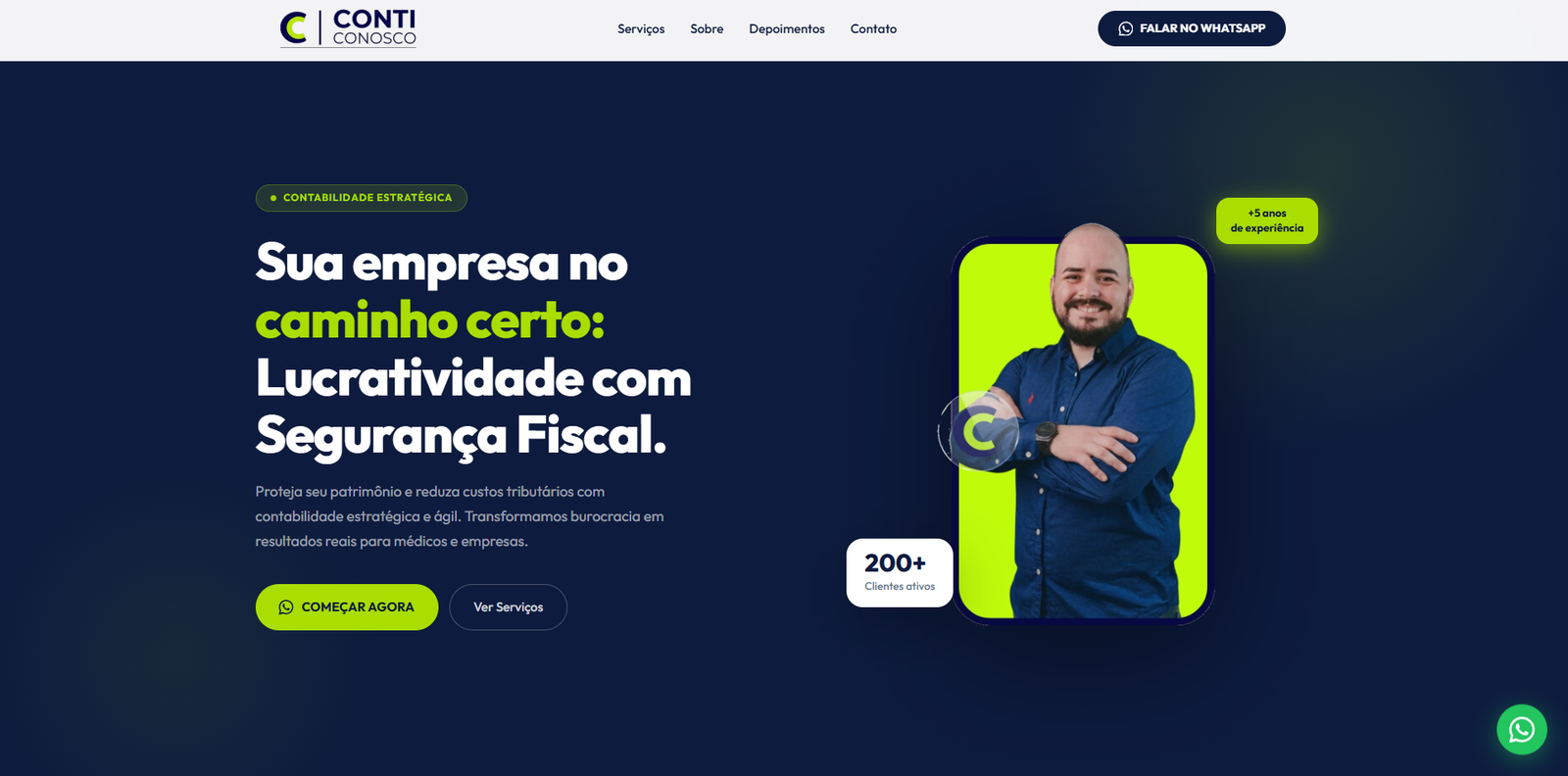 Página inicial da Conti Conosco