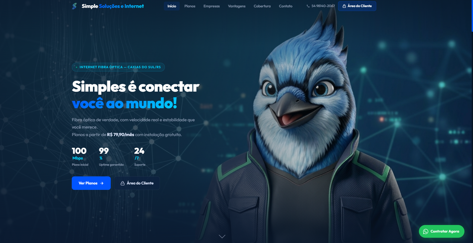 Página inicial da Simple Soluções e Internet